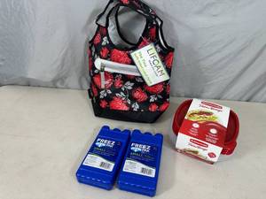 New Lunch Cooler with Ice Packs and Food Containers