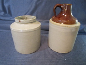 lot 87 image: Crockery Canning Jar & Jug
