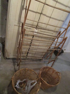 lot 364 image: Clothes Drying Rack, Vintage Electric Iron, Clothes Pins