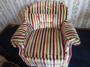 lot 69 image: Upholstered Striped Chair