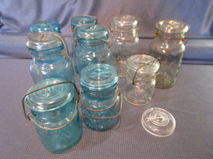 lot 125 image: Blue Canning Jars