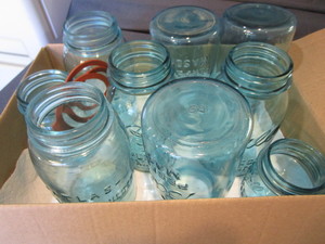 lot 142 image: Blue Canning Jars