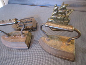 lot 143 image: Sad Irons, Ship Bookends