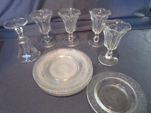 lot 169 image: Fancy Glass Luncheon Plates, Base For Butter Dish