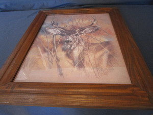 lot 210 image: Whitetail Buck Print - Vintage Home Interiors