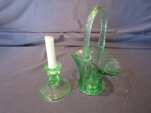 lot 214 image: Green Depression Glass