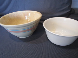 lot 217 image: Blue  Pink Banded And Stoneware Bowls