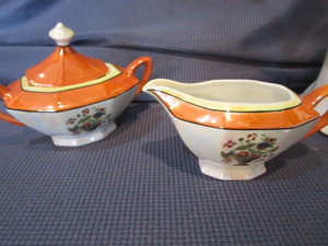 lot 238 image: German Cream & Sugar Sets, Mustard