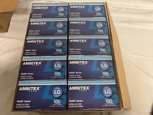10 Packs of Blue Ambitex Nitrile Gloves - Large