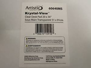 20 x 26 Krystal view Clear Desk Pad