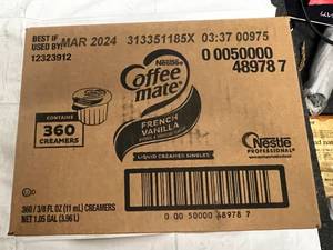 Pack of 360 French Vanilla Single Serve Coffee Creamers Best by 032024
