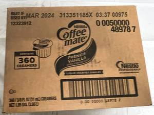 Pack of 360 French Vanilla Single Serve Coffee Creamers Best by 032024