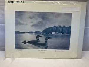 lot 2 image: Les C. Kouba Signed ARTIST PROOF Loon Family Patrol