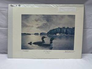 lot 3 image: Les C. Kouba Signed ARTIST PROOF Loon Family Patrol