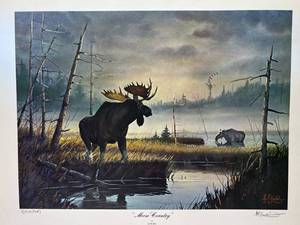 lot 9 image: Les Kouba Signed ARTIST PROOF Moose Country