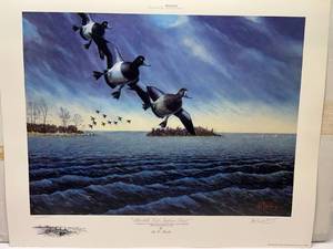 lot 11 image: Les C. Kouba Signed ARTIST PROOF Bluebills Visit Indian Point