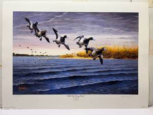 lot 12 image: Les C. Kouba Signed ARTIST PROOF Bluebills Visit Indian Point