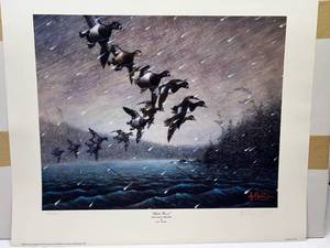 lot 24 image: Les C. Kouba- Signed Numbered Print White Wind(Ring-necked or Ring-bill)