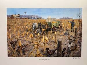 lot 27 image: Les C. Kouba- Signed Numbered Print Corn Picking in the 1930s