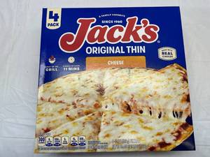 lot 105 image: L. 4Pack Jacks Orginal Thin Cheese Pizza