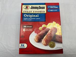lot 113 image: L. 36 Count Package Jimmy Dean Fully Cooked Pork Sausage Links Best Date 92023