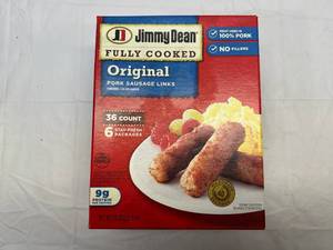 lot 118 image: L. 36 Count Package Jimmy Dean Fully Cooked Pork Sausage Links Best Date 92023