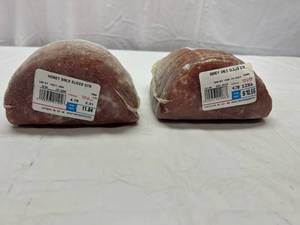 lot 128 image: F. 2.31lb & 2.23lb Smithfield Honey Cured Sliced Ham
