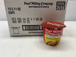 lot 179 image: MM.12x 2.11oz Cups Pearl & Milling Co. Pancake on the Go-ButtermilkMaple Syrup