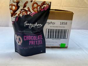 lot 183 image: OO. 8x 2oz Funky Chunky Chocolate Pretzel