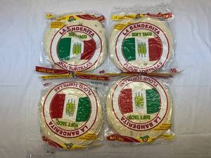 lot 190 image: OO. 4x 10ct La Banderita Soft Taco Flour Tortilla