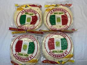 lot 191 image: OO. 4x 10ct La Banderita Soft Taco Flour Tortilla