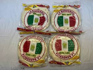 lot 192 image: OO. 4x 10ct La Banderita Soft Taco Flour Tortilla