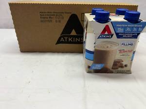lot 252 image: 3x 4pack 11oz Atkins Protein Shake Milk Chocolate Delight3x 4pack 11oz Atkins Protein Shake Milk Chocolate Delight