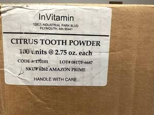 lot 260 image: 100x 2.75oz Citrus-InVitamin Active Charcoal Tooth Powder