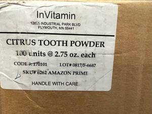 lot 261 image: 100x 2.75oz Citrus-InVitamin Active Charcoal Tooth Powder