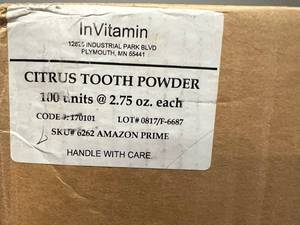 lot 262 image: 100x 2.75oz Citrus-InVitamin Active Charcoal Tooth Powder