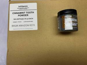 lot 277 image: 100x 2.75oz Cinnamint-InVitamin Active Charcoal Tooth Powder