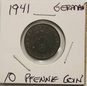 Rare WWII 1941 German 10 Pfennig coin
