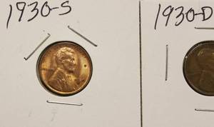1930, 1930 - D, 1930 - S Wheat Back Pennies, Lot Of 3 Pennies