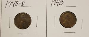 1948, 1948 - D, 1948 - S, Wheat Back Pennies, Lot Of 3 Pennies