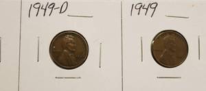 1949, 1949 - D, 1949 - S, Wheat Back Pennies, Lot Of 3 Pennies