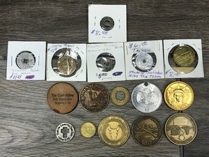 lot 109 image: Lot of Tokens, Military Challenge Coins & More