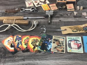lot 186 image: Lot of Collectibles - Coins - Comic Books - Airforce Ring - Matches - GI Joe Cards - Baseball Cards & More