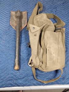 lot 317 image: Military shovel and backpack