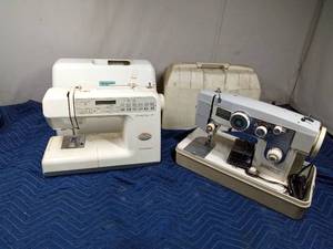 lot 288 image: Janome computerized and vintage Hilton sewing machine in cases
