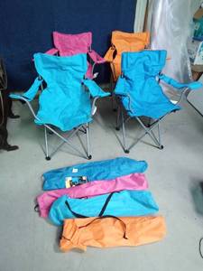 lot 243 image: 4 fold-up lawn chairs with storage bags