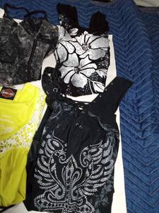 lot 202 image: Harley Davidson and other tank tops