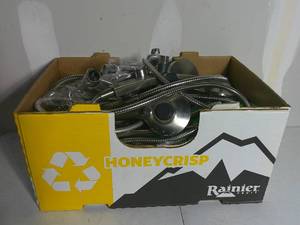 lot 14 image: Apple Box of Misc. Conditions Kohler Shower Heads