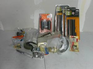 lot 37 image: Box of Mixed Hardware-Hinges, Plumbing, Locks
