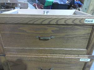 lot 72 image: Lot of 12 Oak & Composite Storage Drawers 16 12 x 27 14 x 11